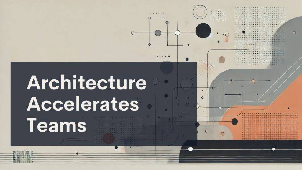 Abstract geometric shapes and lines in muted colors form a modern design. Overlaid is a dark rectangle with bold white text reading 