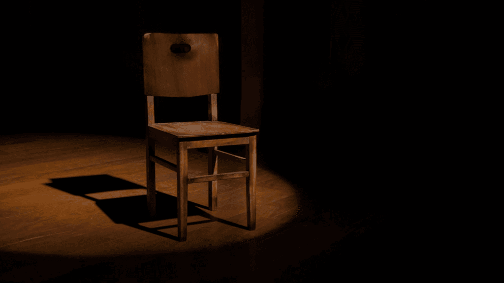 Empty chair on a stage