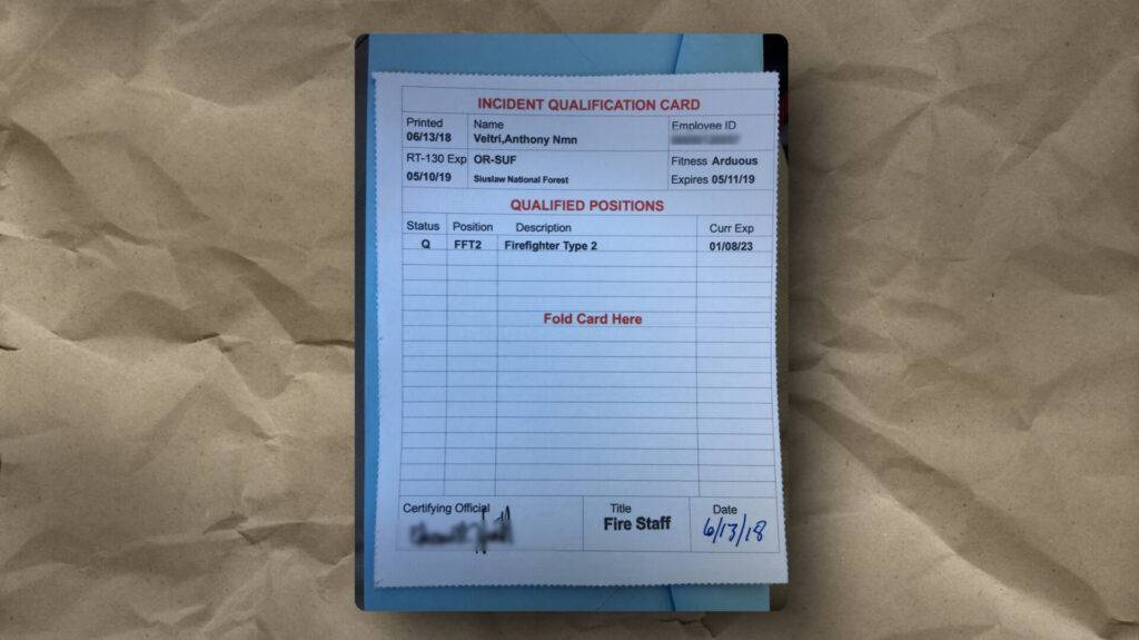 USFS Qualification Card