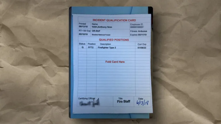 USFS Qualification Card