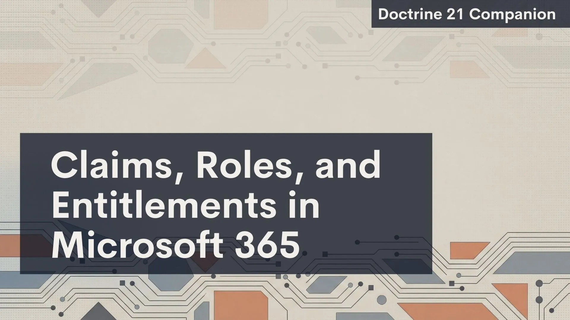This slide illustrates the relationships among claims, roles, and entitlements in Microsoft 365, as presented in Doctrine 21.