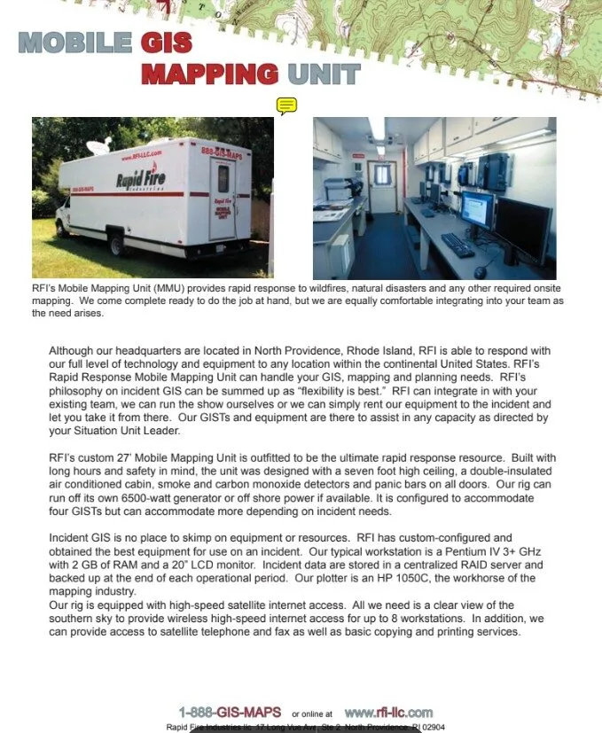Inside the Mobile Mapping Unit, circa 2005. I built this lab to bring GIS to the incident edge