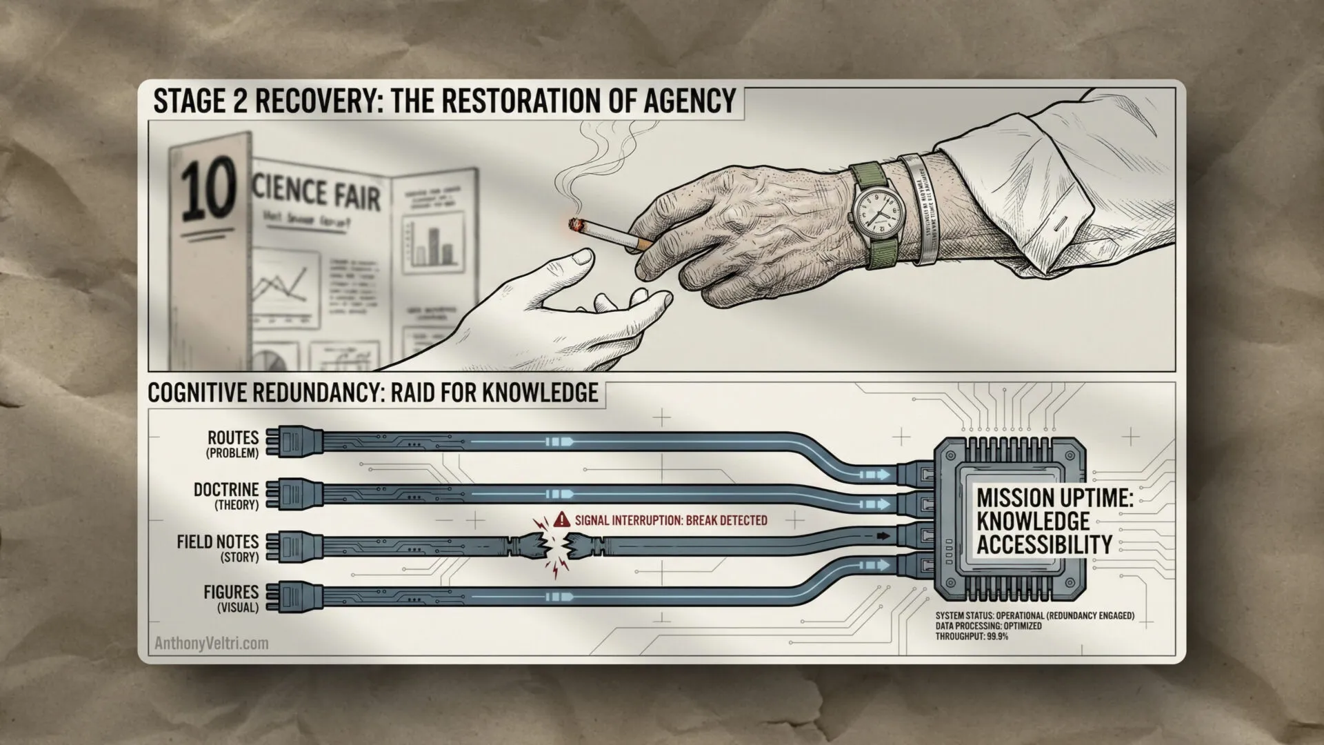 This diagram illustrates disrupted information routes—
