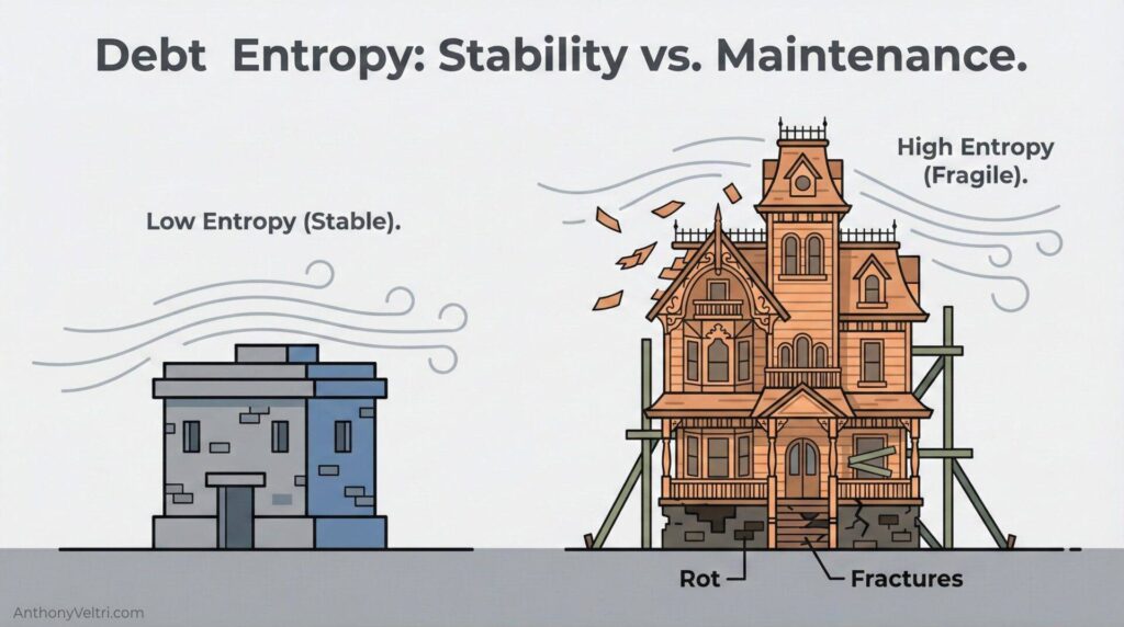 This diagram illustrates how resilient debt structures, like the EU path, may better withstand external economic pressures over time.