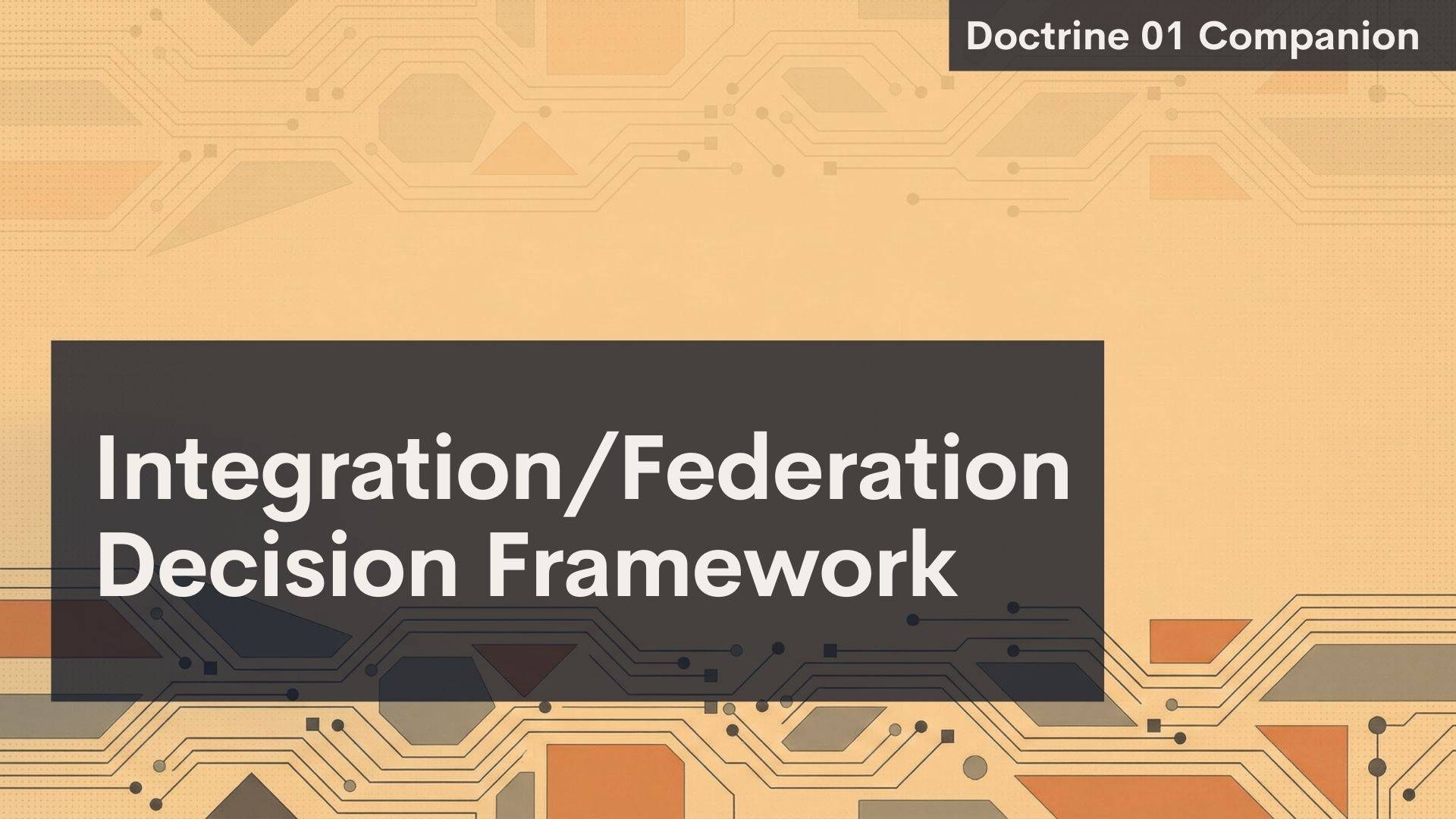 A digital slide with a tan, orange, and brown circuit-like background. A dark box contains the title 