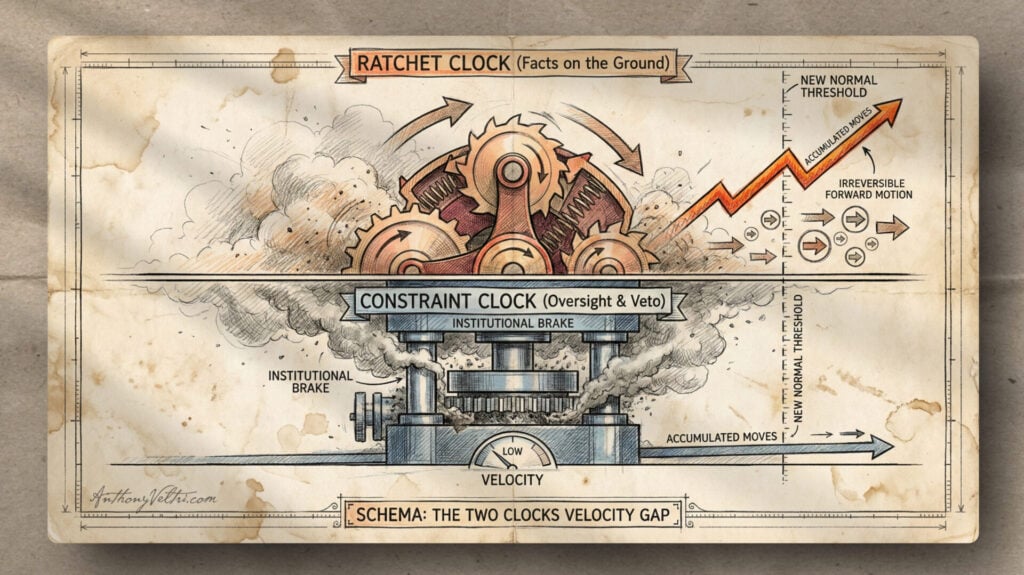 A vintage-style diagram shows gears labeled 